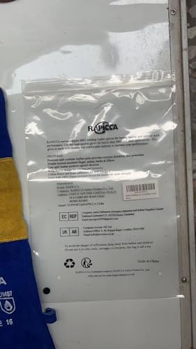 RAPICCA Welding Gloves Fire Heat Resistant: Blue 16IN 932℉ - Fireproof Leather For Stick Mig Flux-Core Welder Forge Blacksmith Fireplace Wood Stove Fire Pit Furnace Handling Dry ice - One Size