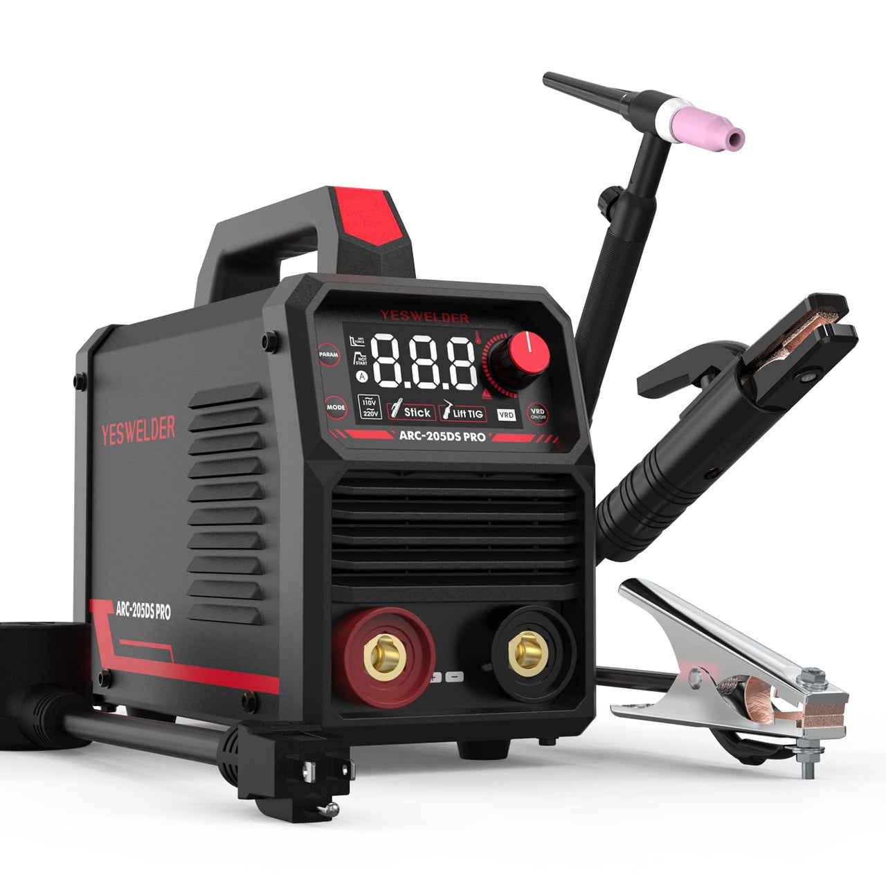 YESWELDER 205Amp Stick Welder with Lift TIG Torch, [Large LED Display ...