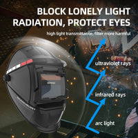 Thumbnail for Welding Helmet Auto Darkening, True Color Solar Powered Welding Hood, 2 Arc Sensor Wide Shade 3/11 for TIG MMA/MIG Arc